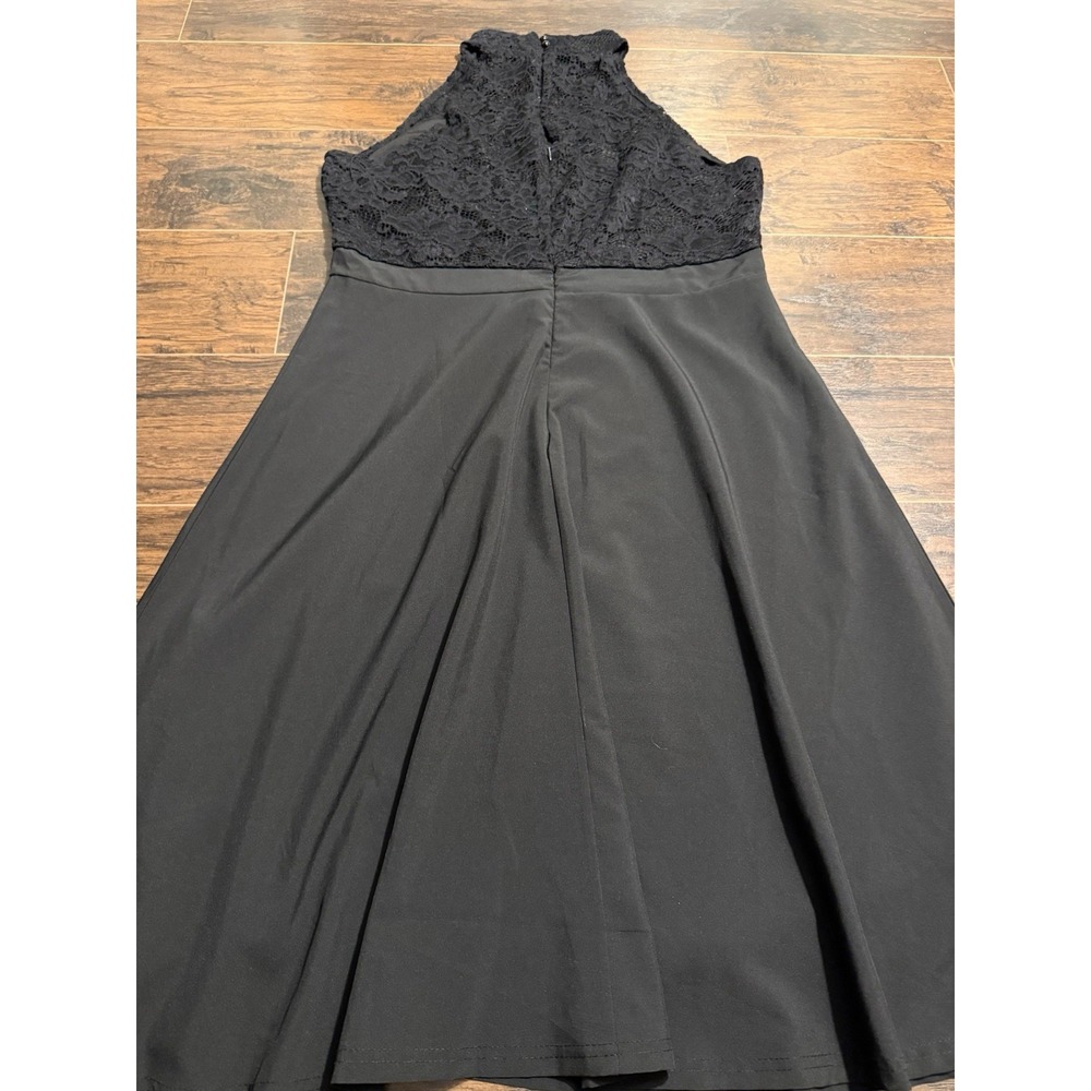 Black Lace High Neck Fit & Flare Cocktail Dress Sleeveless Party Formal ALine 2X - Picture 7 of 8
